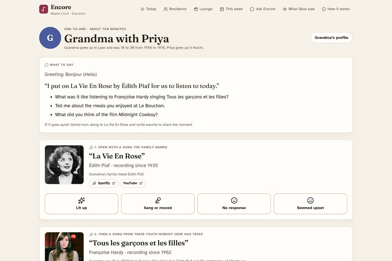 Encore: a taste agent for care-home activity coordinators – screenshot 5