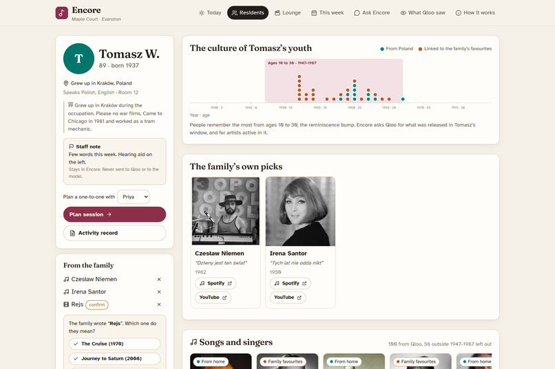 Encore: a taste agent for care-home activity coordinators – screenshot 6