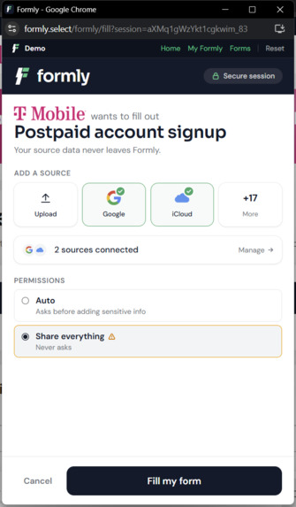 Formly - the secure, fast form filler – screenshot 1