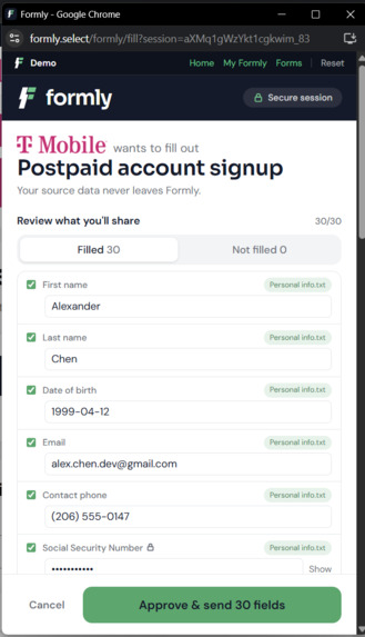 Formly - the secure, fast form filler – screenshot 2