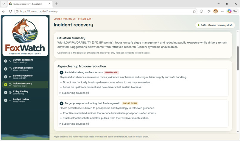 FoxWatch: A proactive algal bloom detection software – screenshot 1