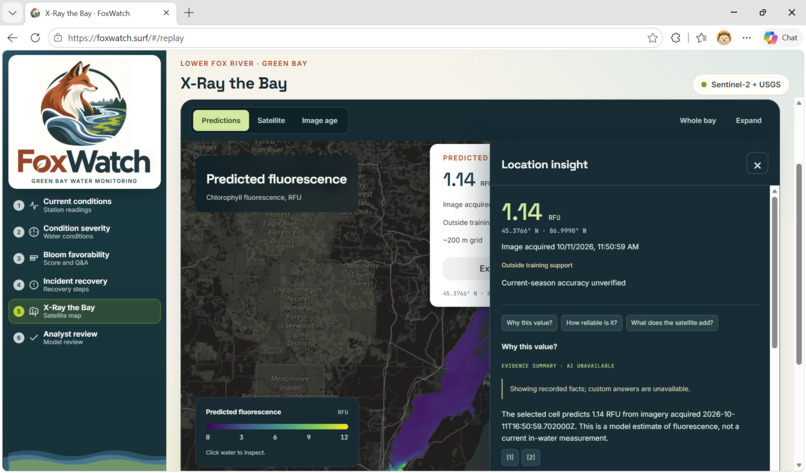 FoxWatch: A proactive algal bloom detection software – screenshot 2