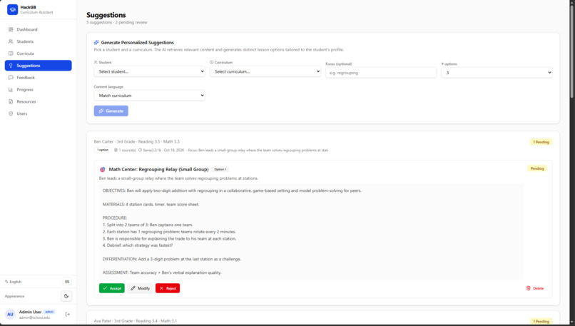Individualized Curriculum Planning Assistant – screenshot 2