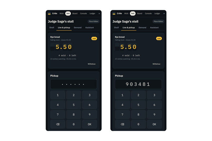 Criée: standing wishes, settled by PayPal – screenshot 6