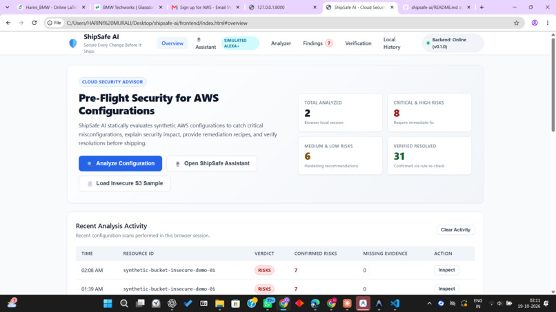 ShipSafe AI – Cloud Security Advisor – screenshot 1