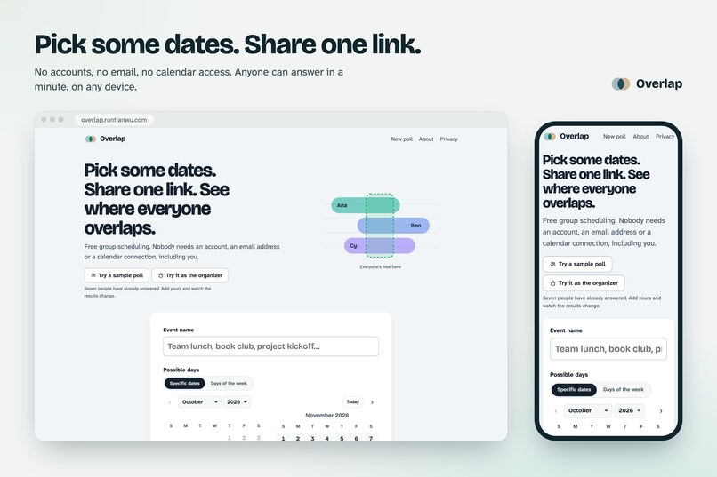 Overlap: find a time that works for everyone – screenshot 1