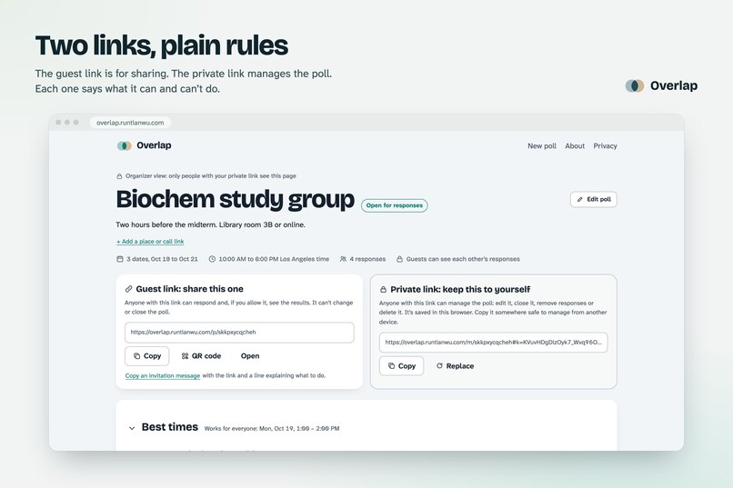 Overlap: find a time that works for everyone – screenshot 5
