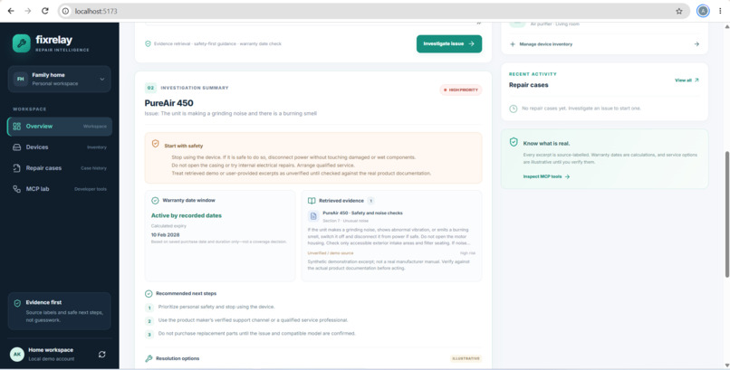 FixRelay - Evidence-Grounded Home Repair Agent – screenshot 6