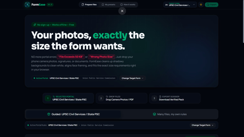 FormEase — Zero-Upload Document Formatter – screenshot 1