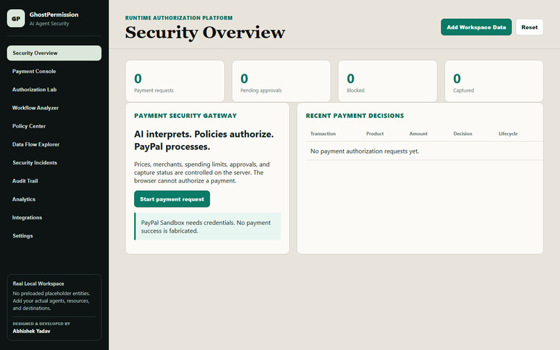 GhostPermission — AI Agent Payment Security Gateway – screenshot 1