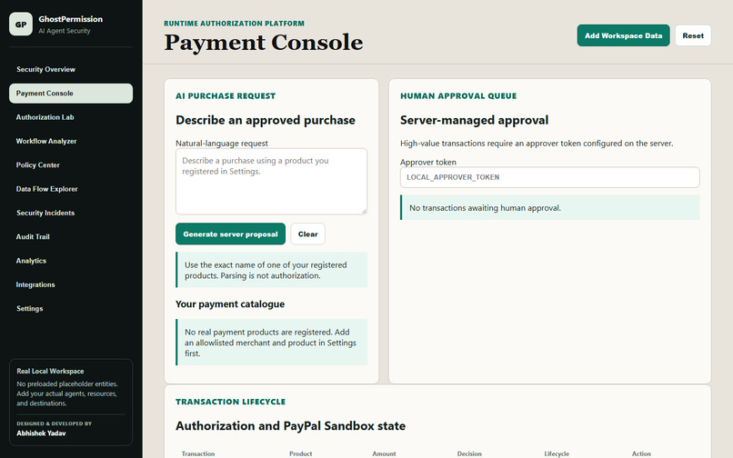 GhostPermission — AI Agent Payment Security Gateway – screenshot 2