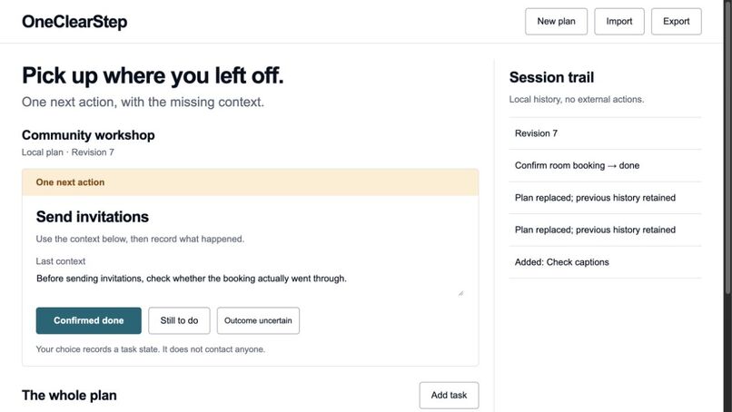 OneClearStep – screenshot 1