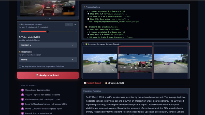 Local AI Dashcam Incident Explainer – screenshot 1