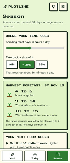 Plotline: a guilt-free pixel yard for your goals – screenshot 8