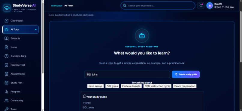 StudyVerse AI  – screenshot 1