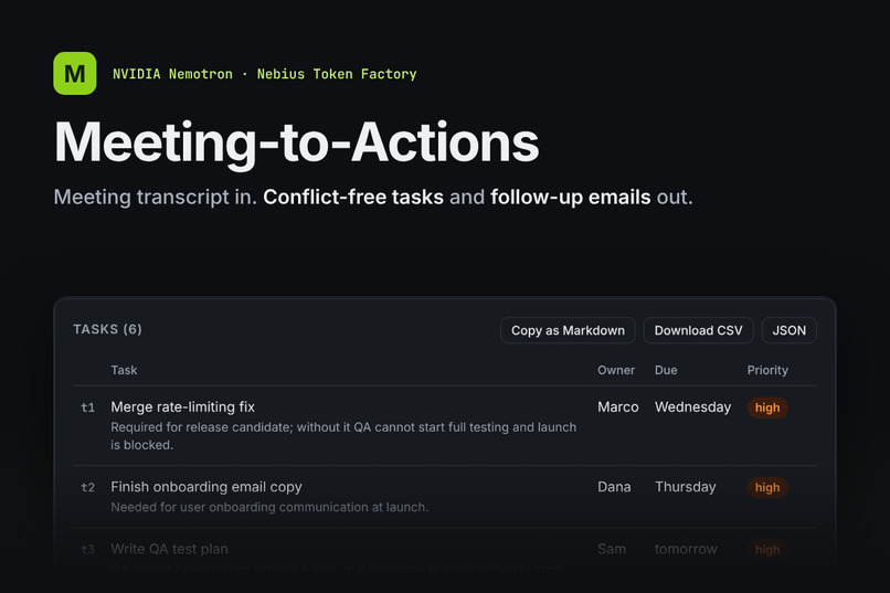 Meeting to Actions – screenshot 1