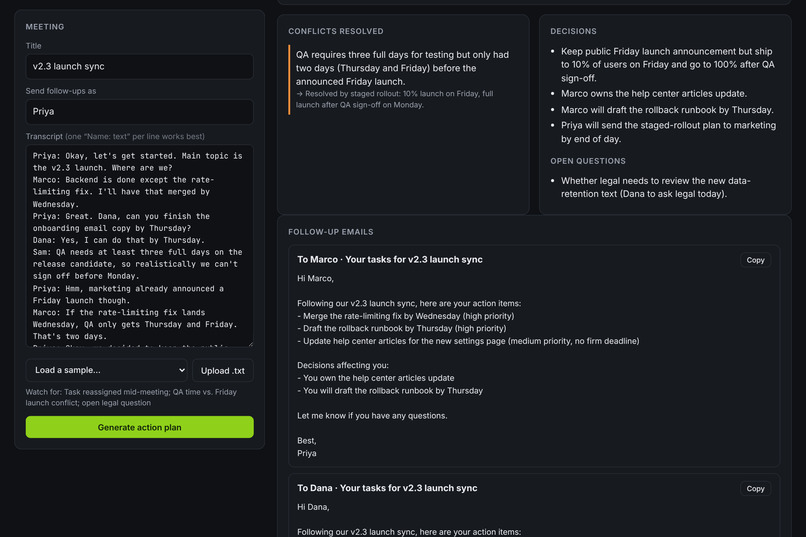 Meeting to Actions – screenshot 4