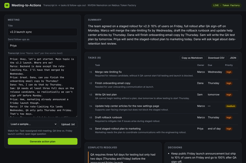 Meeting to Actions – screenshot 5