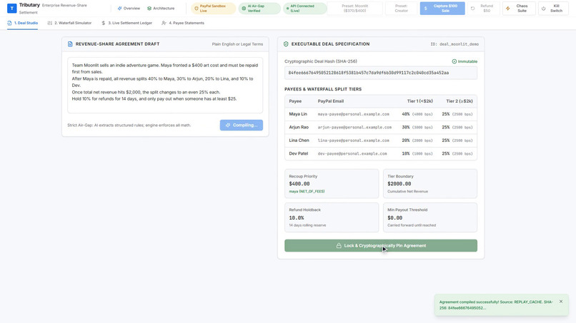 Tributary: Executable Revenue-Share Infrastructure – screenshot 2