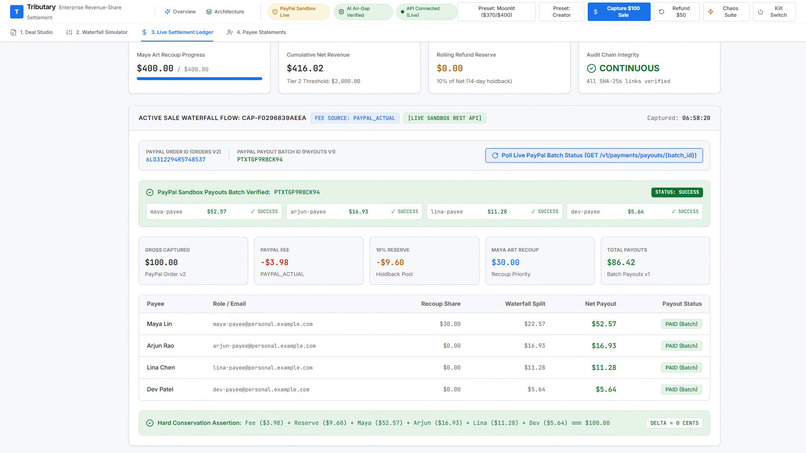 Tributary: Executable Revenue-Share Infrastructure – screenshot 5