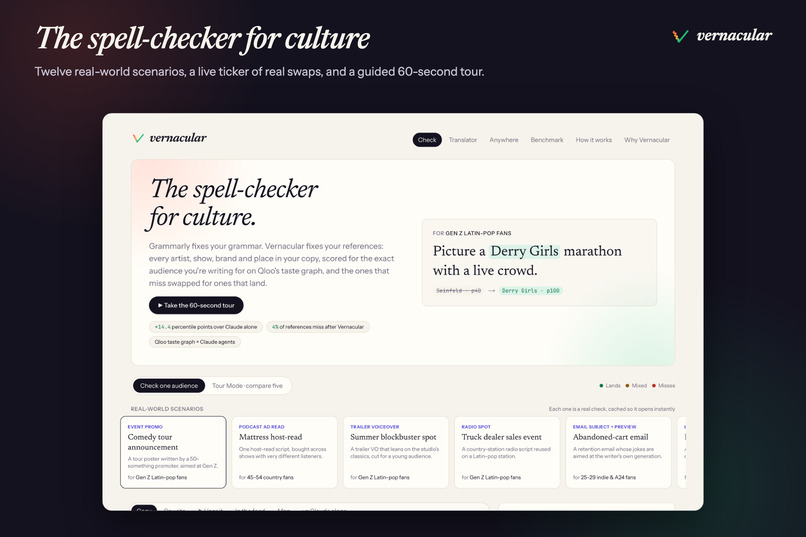 Vernacular: the spell-checker for culture – screenshot 2