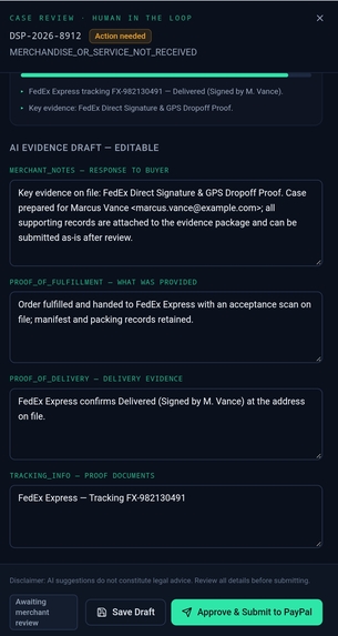 PayPal Dispute Copilot  – screenshot 2