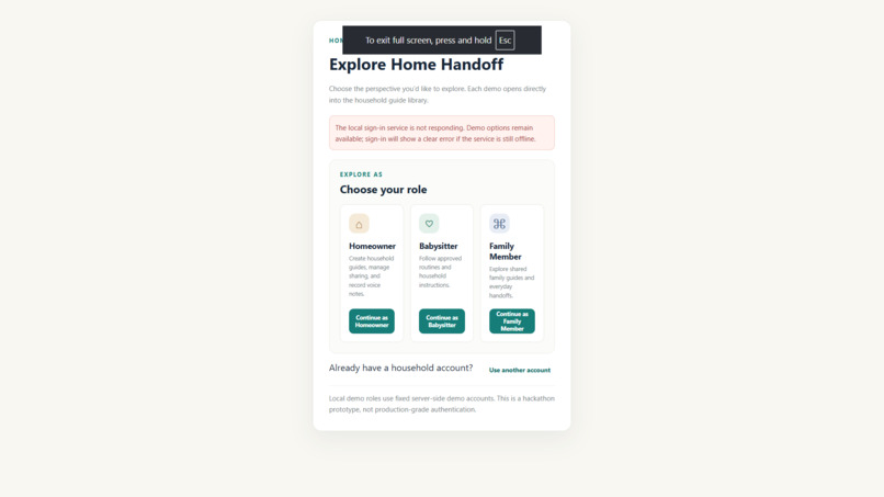 Home Handoff — Household Voice Assistant – screenshot 2