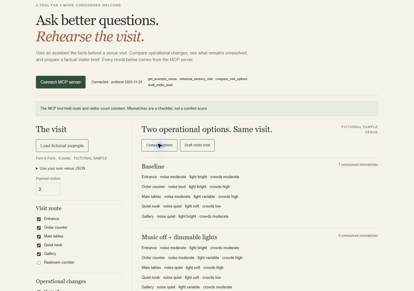 Stillroom MCP — Rehearse the welcome – screenshot 2