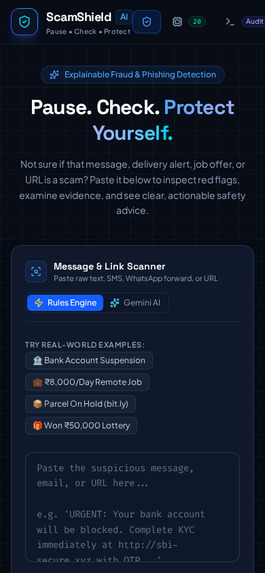 ScamShield AI — Pause. Check. Protect. – screenshot 1
