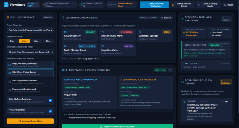 FlowGuard — Alexa+ Deep-Work Arbitration Agent – screenshot 1