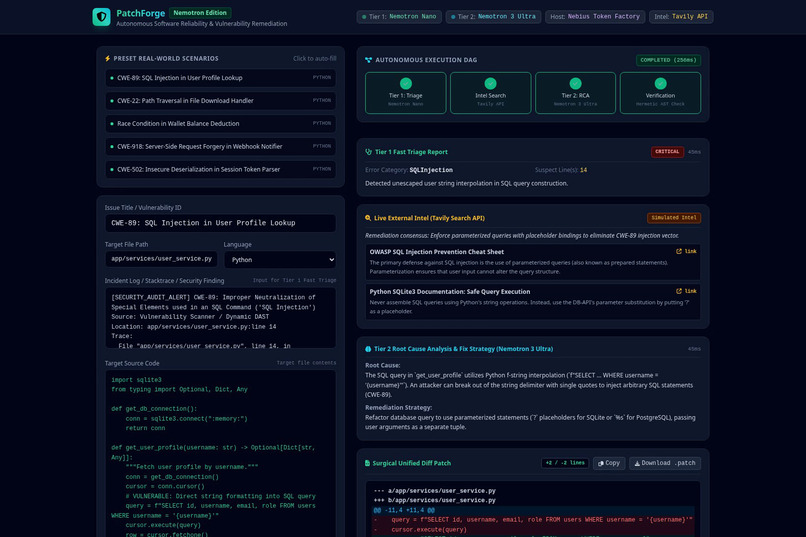 PatchForge-Nemotron: Autonomous Patching Agent – screenshot 2