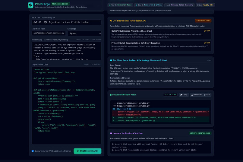 PatchForge-Nemotron: Autonomous Patching Agent – screenshot 3