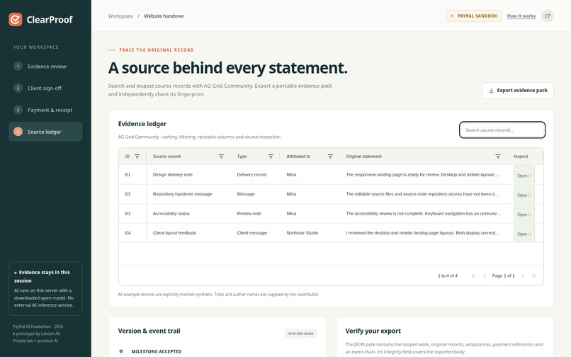 ClearProof — Evidence-First Handover – screenshot 3