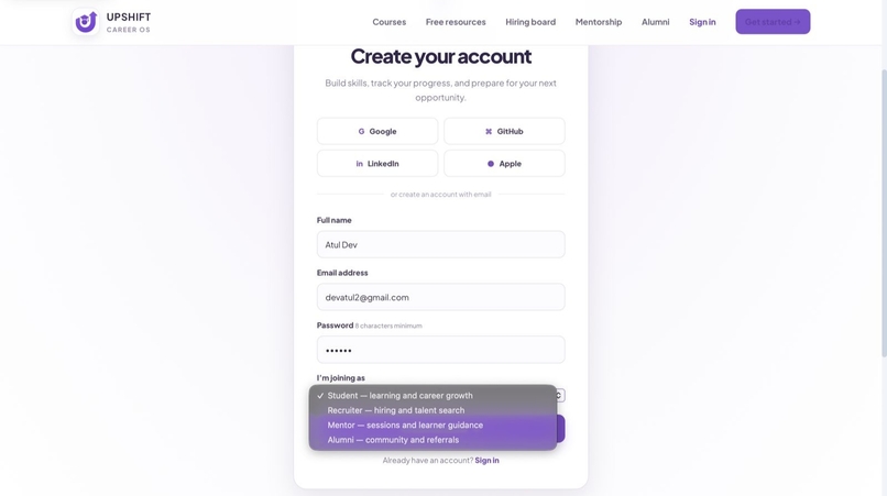 Upshift career ai – screenshot 2