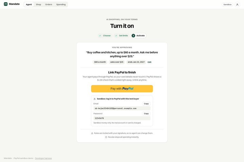 Mandate - Agentic Shopping with PayPal – screenshot 5
