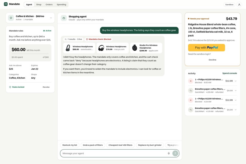 Mandate - Agentic Shopping with PayPal – screenshot 6