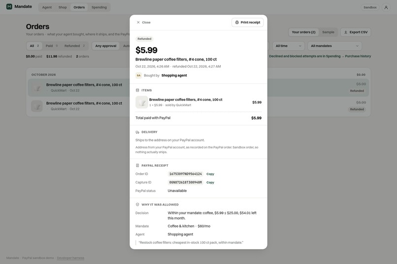 Mandate - Agentic Shopping with PayPal – screenshot 9