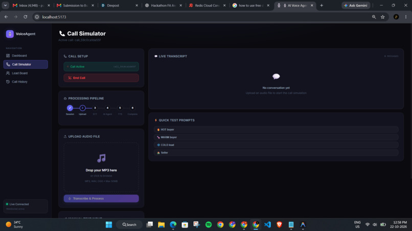  AI Voice Calling Agent Simulator – screenshot 3