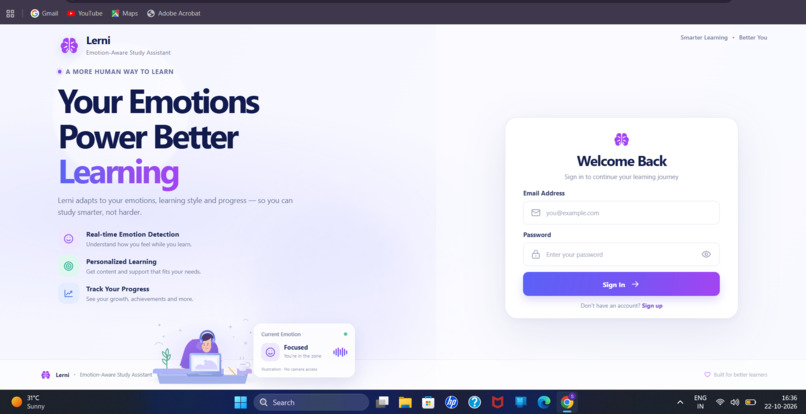 Lerni — AI-Powered Emotion-Aware Study Platform – screenshot 1