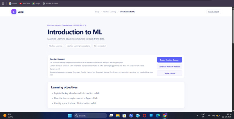 Lerni — AI-Powered Emotion-Aware Study Platform – screenshot 3