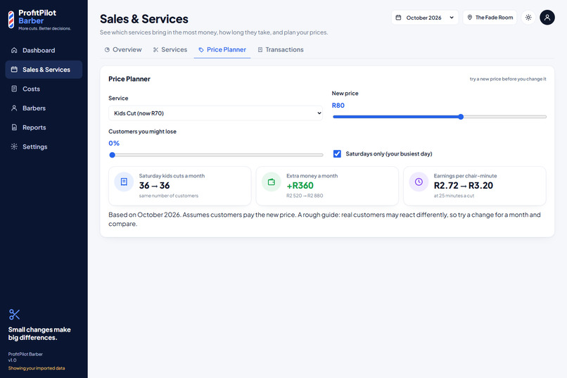 ProfitPilot Barber – screenshot 2