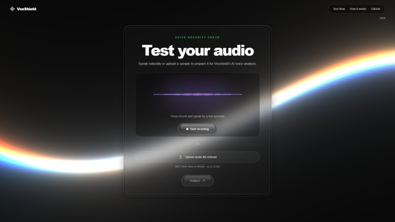 VoxShield (AI-Powered Voice Cloning Detection) – screenshot 1