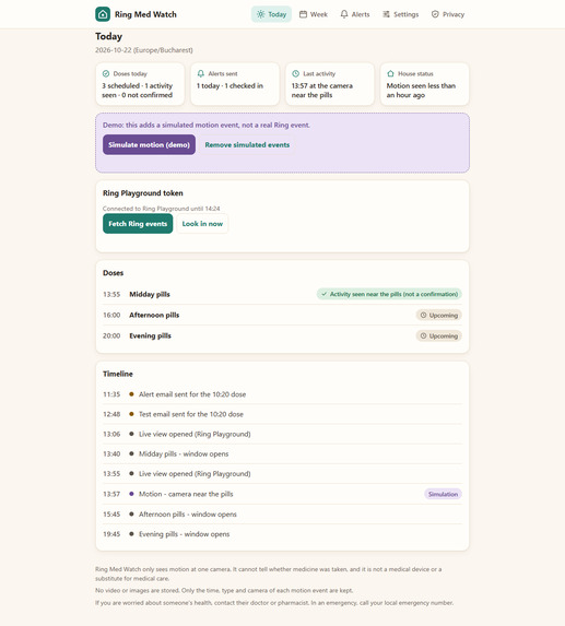 Ring Med Watch – screenshot 1