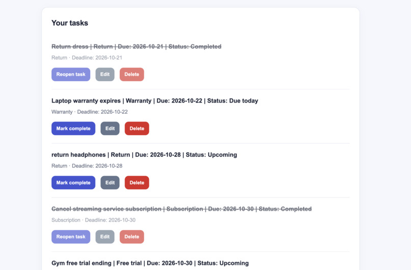 LifeAdmin – screenshot 3