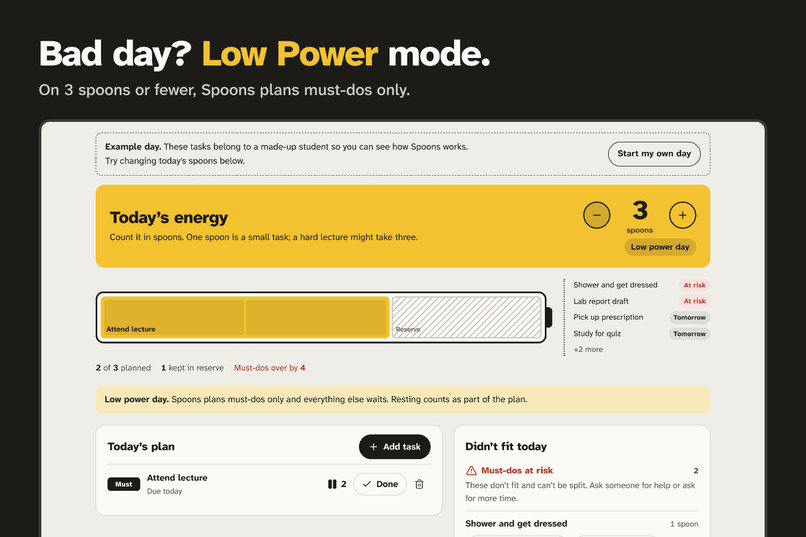 Spoons: plan your day by energy, not hours – screenshot 4