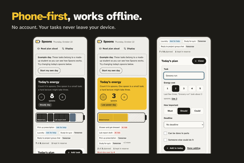 Spoons: plan your day by energy, not hours – screenshot 5
