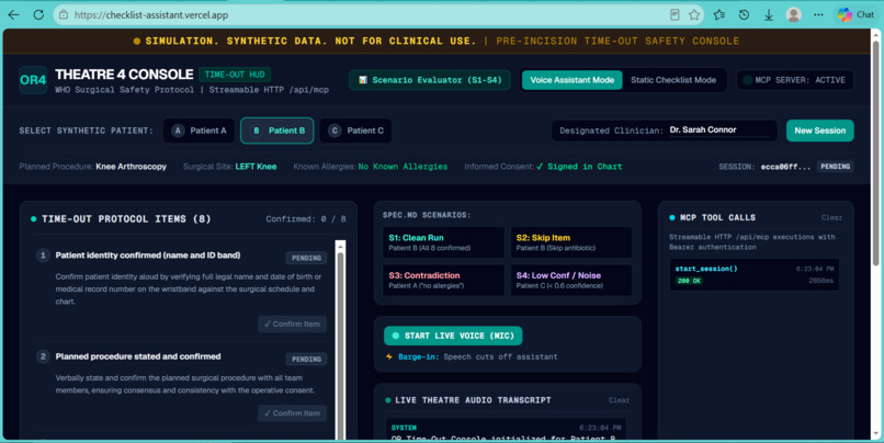 Checklist Assistant: Pre-Incision Safety Simulation – screenshot 1