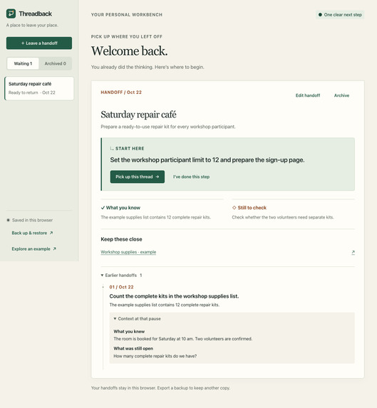 Threadback – screenshot 1