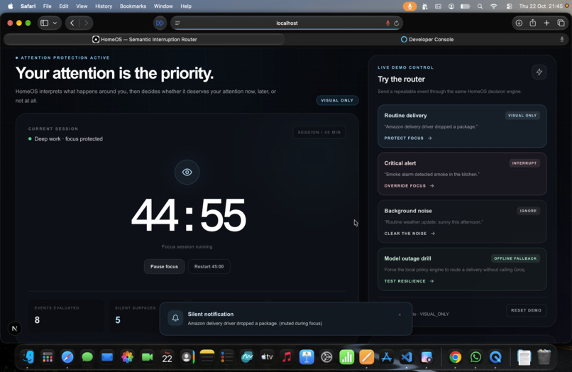 HomeOS — Semantic Interruption Router – screenshot 1