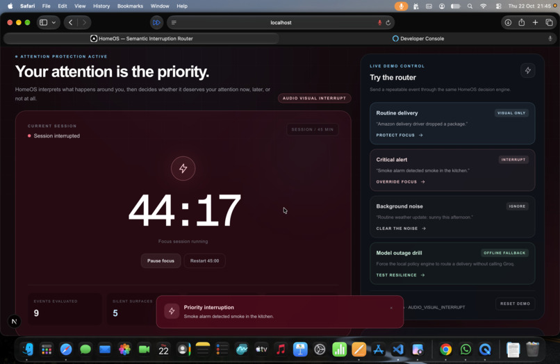 HomeOS — Semantic Interruption Router – screenshot 2